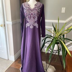 Dark purple Kaftan, caftan with details